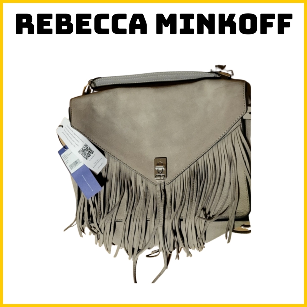 New Rebecca Minkoff Darren Messenger with fringe, Gray, Medium